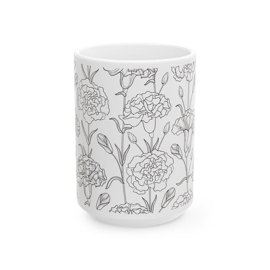 Carnation Ceramic Mug, (15oz)